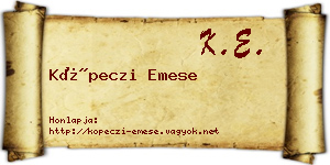 Köpeczi Emese névjegykártya